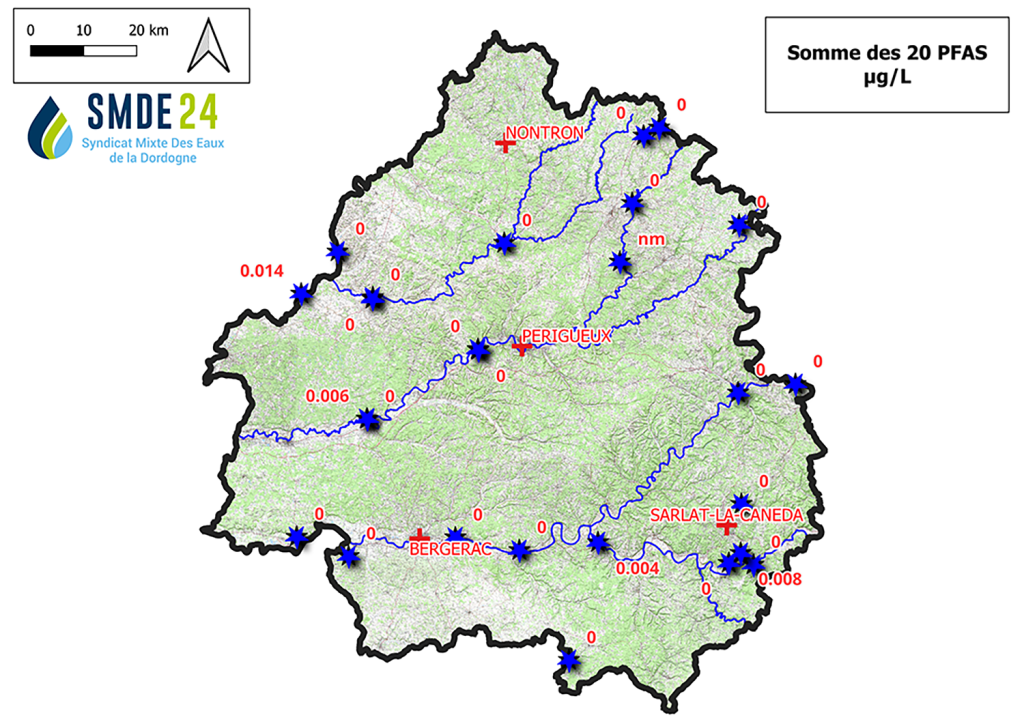 PFAS carte campagne de recherche Dordogne